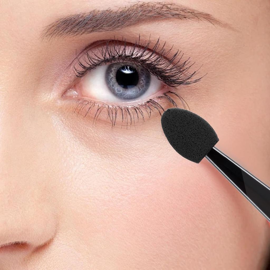 100 Pcs Black Eyeshadow Applicators, Disposable Mini Eyeshadow Brush Portable Travel Eye Shadow Applicator Sticks Multipurpose Eye Lips Makeup