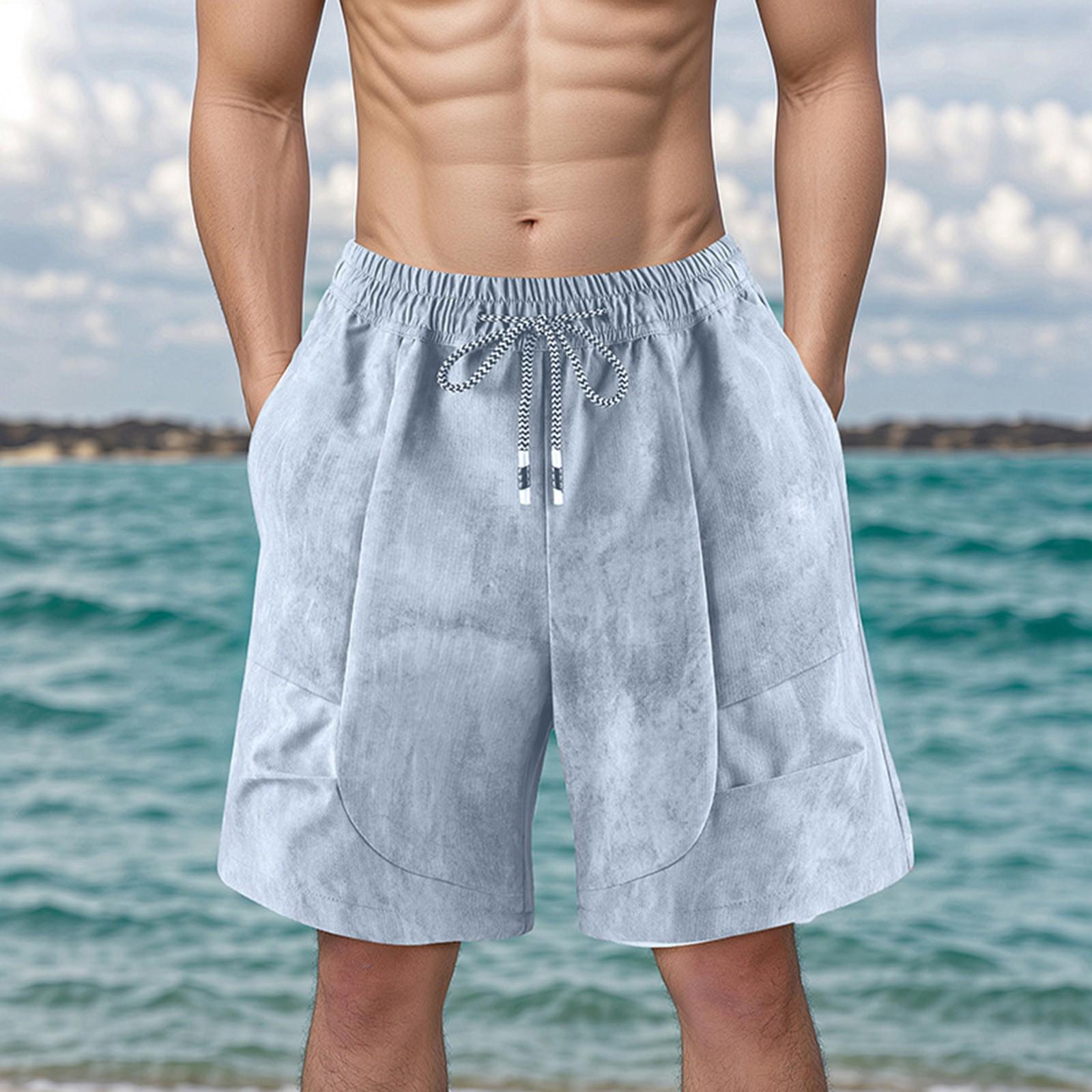 

Мужские летние дышащие шорты на шнурке Мужские повседневные спортивные шорты XL светло-серый