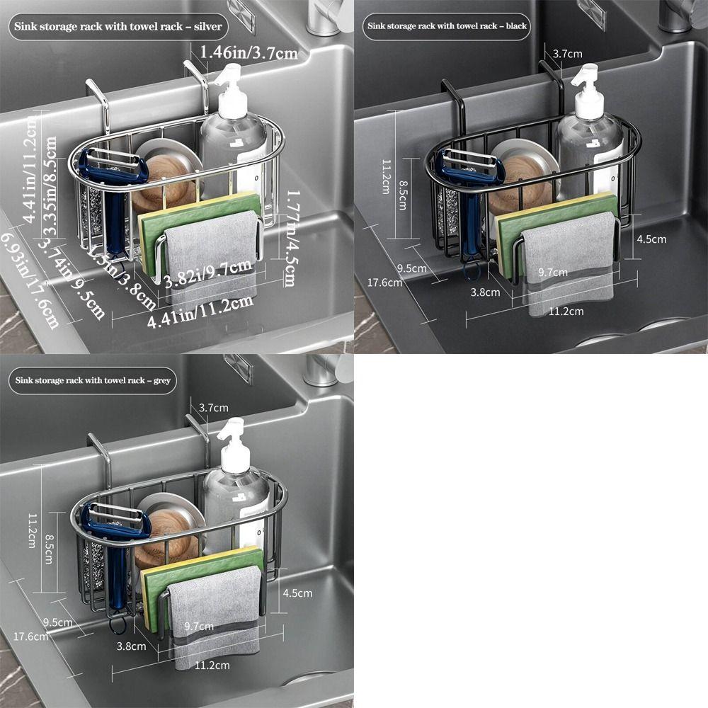 Hanging Stainless Steel Sink Drain Basket Silver/Black/Grey Soap Holder Rack Kitchen