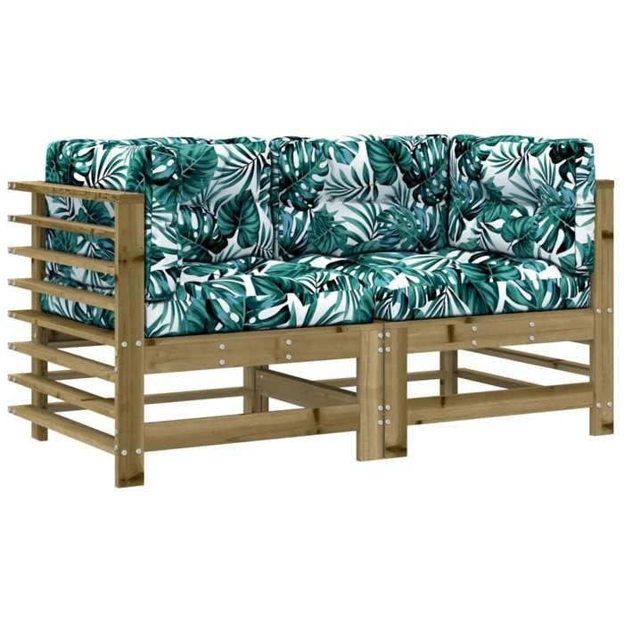 VidaXL Canapés d'angle avec coussins 2 pcs bois de pin imprégné, canapé de jardin, canapé d'extérieur, canapé de patio, sofa 825687