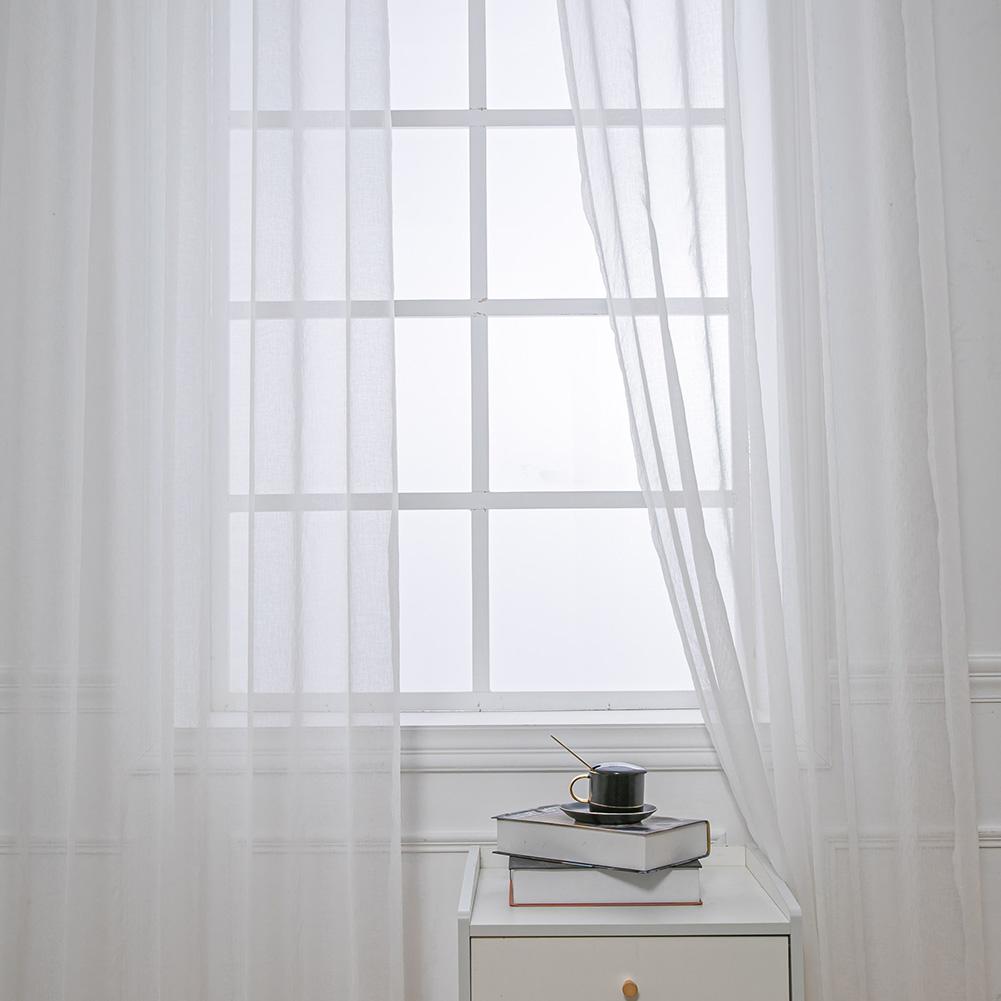 Cortina de tule para cozinha, cor sólida, moderna, europeia, tecido, janela, cortina para sala de estar, lozujoju, decoração de casa, 1 peça