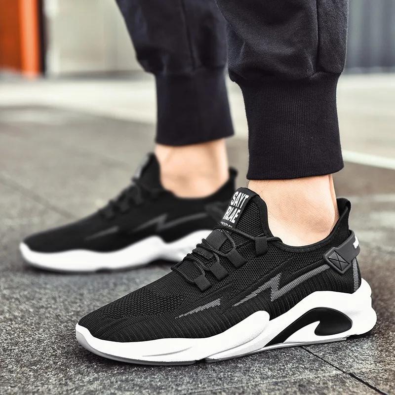 Pantofi sport de modă pentru bărbați 2024Nou Pantofi de alergare respirabili din plasă pentru bărbați Pantof vulcanizat de calitate cu țesătură tip fly cu șireturi Adidași de jogging Masculino