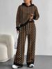 Retro Pattern Splicing European, American Autumn And Winter Casual Long-Sleeved Suit Women'S Hooded Sweater Trousers Two-Piece Set