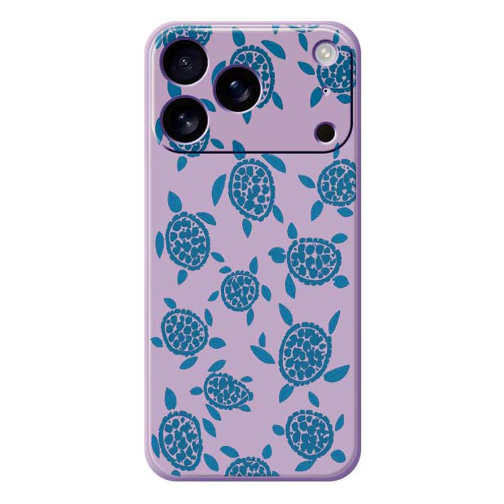 For iPhone 17 Pro Max Case Blue Turtle Pattern Printing Straight Edge TPU Phone Back Cover