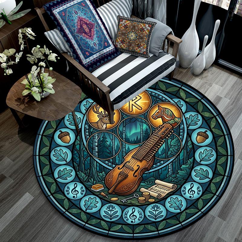 Music Nature Harmony Round Area Rug Under Office Chairs Bedroom Living Room Home Decor