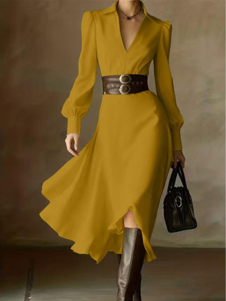Autumn 2025 Elegant White Waist-Cinched French Formal Dress
