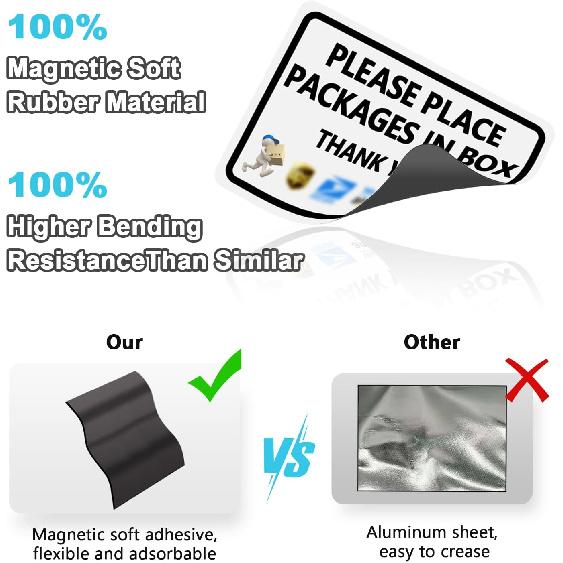 Package Delivery Sign Magnetic Soft Adhesive, 10x7 Inch Please Leave Packages Here Sign for Delivery Drivers, Please Place Packages In Box Thank You,