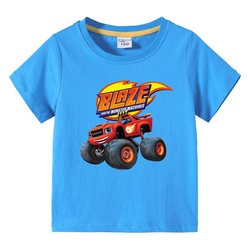 2023 Kids' Cross-border Summer Short-Sleeve Cartoon Car T-shirt