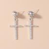 Fashion Rhinestones Cross Drop Earrings for Women Men Earrings Punk Hip Hop Jewelry Gift