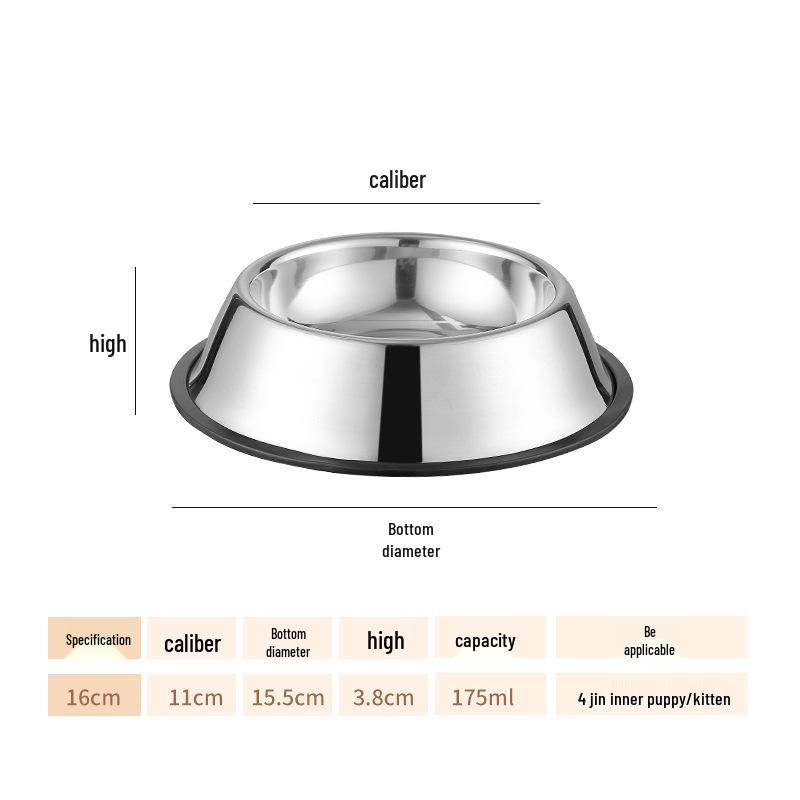 Non-Slip Stainless Steel Pet Food Bowl for Cats & Small Dogs - Thick, Drop-Resistant Design
