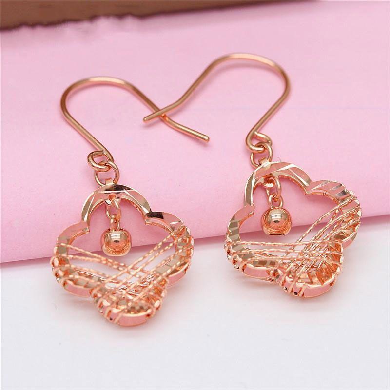 Purple Gold Brushed Four-Leaf Clover Flower Earrings Femininity Fashion Colored Gold Plated Rose Gold Ear Hooks