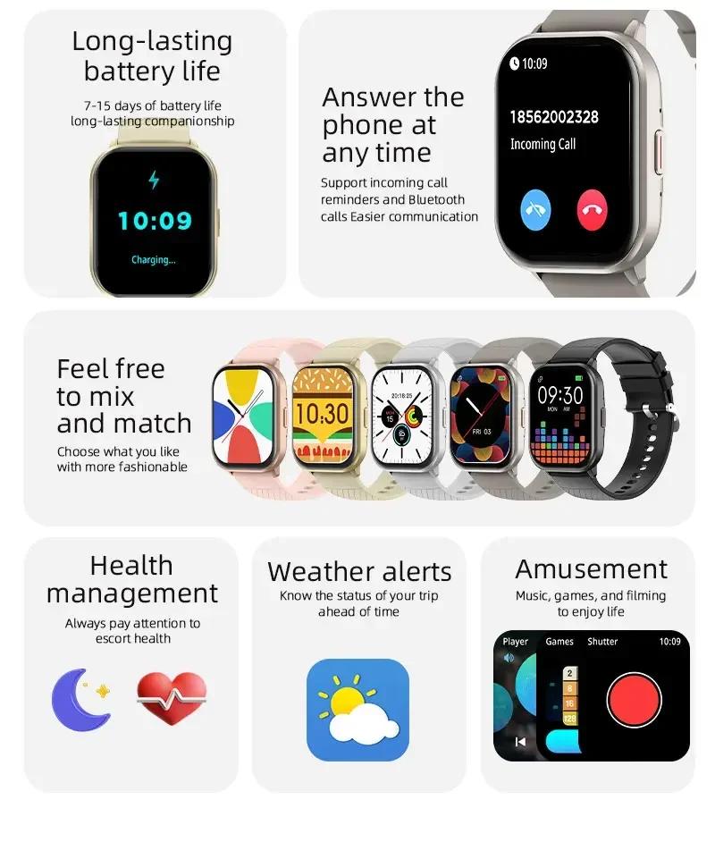 New For iPhone Android Smart Watch Men Women Heart Rate Blood Pressure Fitness Tracker Bluetooth Call Smartwatch Man
