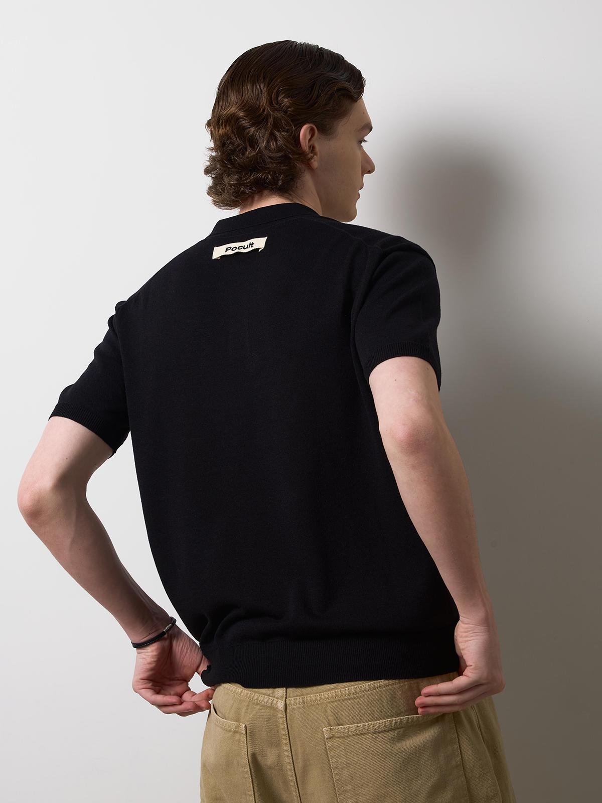 Fokalt Linen Collared Knit - Black Black/M