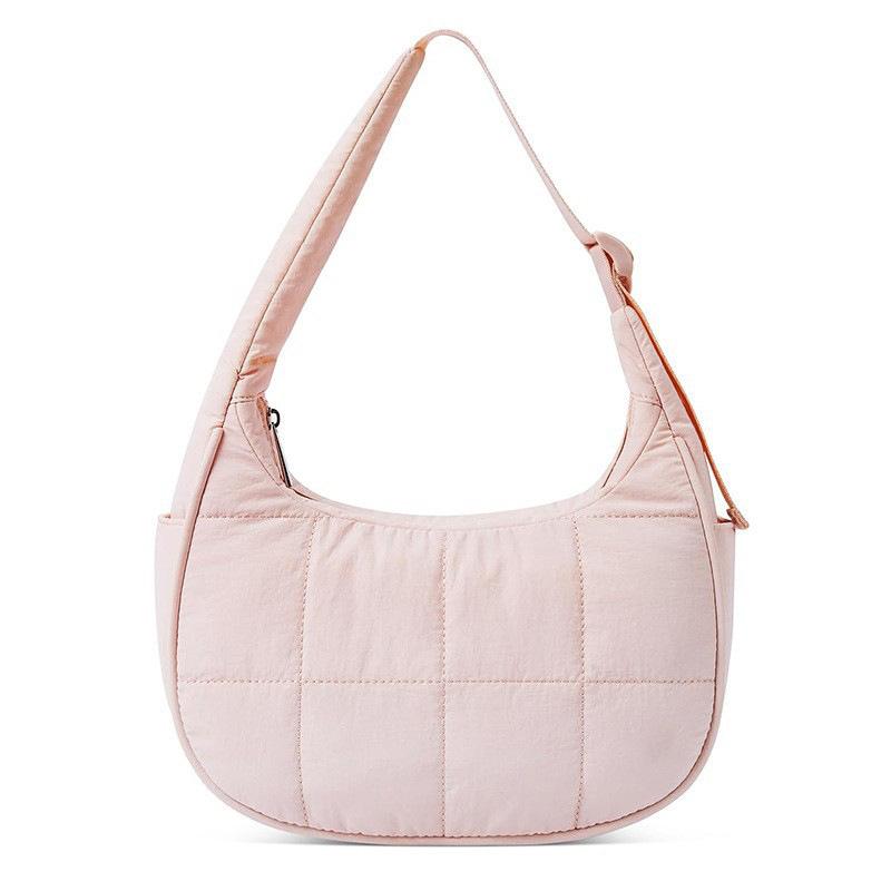 New quilted down shoulder bag fashionable women's small armpit bag large capacity solid color lightweight handbag