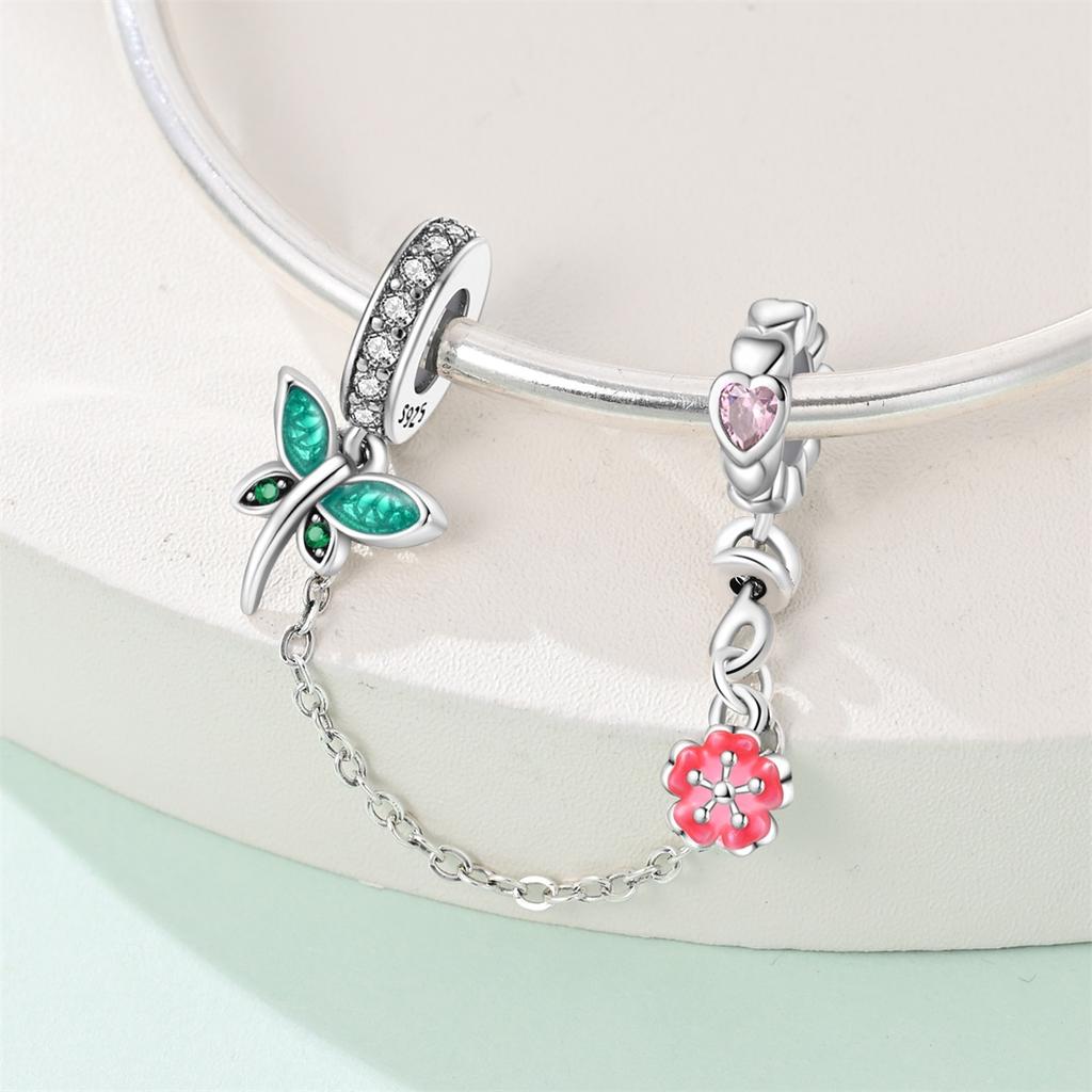 New Copper Flower Heart Bird Leaves Star Safety Chain Beads Bead Fit Bracelet Snake Chain Charms Beaded Women Gift