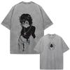 Anime Hunter X Hunter Chrollo Lucilfer Phantom Troupe Vintage Gewaschenes T-Shirt Mode Locker Baumwolle Kurzarm T-Shirt