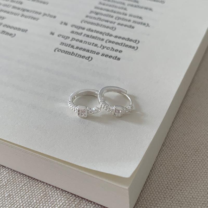 

PANJBJ 925 Sterling Silver Geometry Hoop Earring for Women Chain Zircon Office Classical Versatile Jewelry Gift Dropshipping