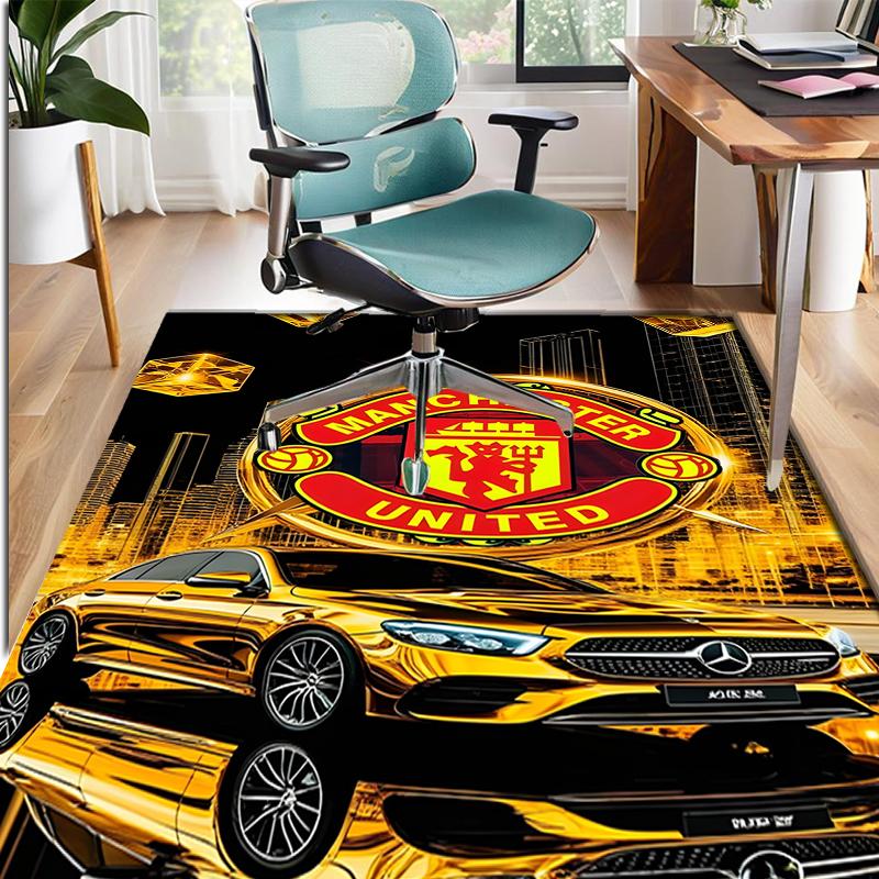 Tappeto con Fantasia Manchester United F.C., Tappetino da Interno/Esterno, per Picnic, Sala Giochi, Camera da Letto, Ufficio, Soggiorno, Tappeto Decorativo per la Casa, Regalo di Compleanno