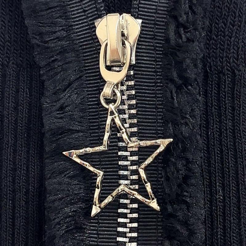 Women's Trendy Five-pointed Star Metal Zipper Mid-calf Socks Solid Color, Individual and Fashionable Pile Socks