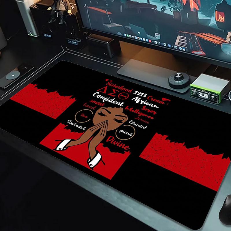 Delta Sigma Theta Crest Large Size Mouse Pad Large Gaming Table Cushion Nonslip Laptop Tablet Big Mousepad Xxl Mat Mini Pc Playmat With Lock Edge