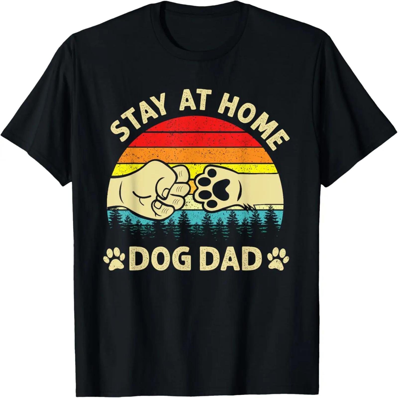 Vintage Stay at Home Dog Dad Retro Dog Lovers Father s Day T-Shirt S