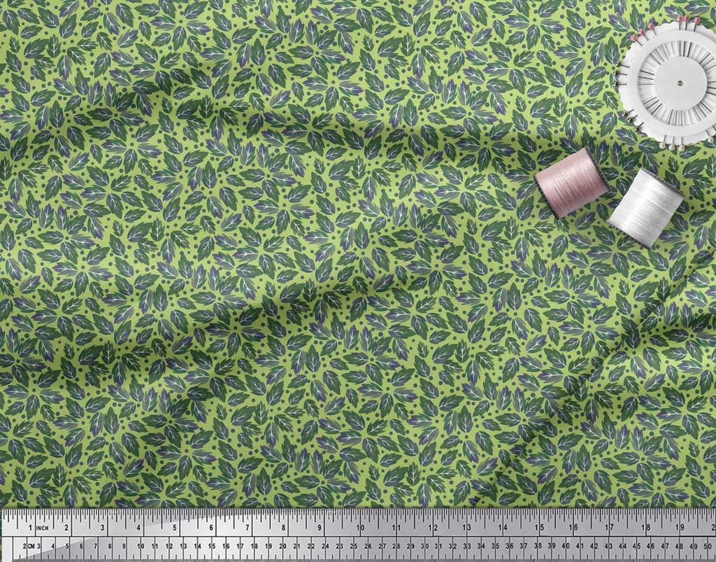 Soimoi Purple Poly Crepe Fabric Rose Leaves Print Fabric by the metre 42 Inch