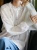 2025 Autumn French Lace Embroidered Retro Cotton Long Sleeve Shirt for Women