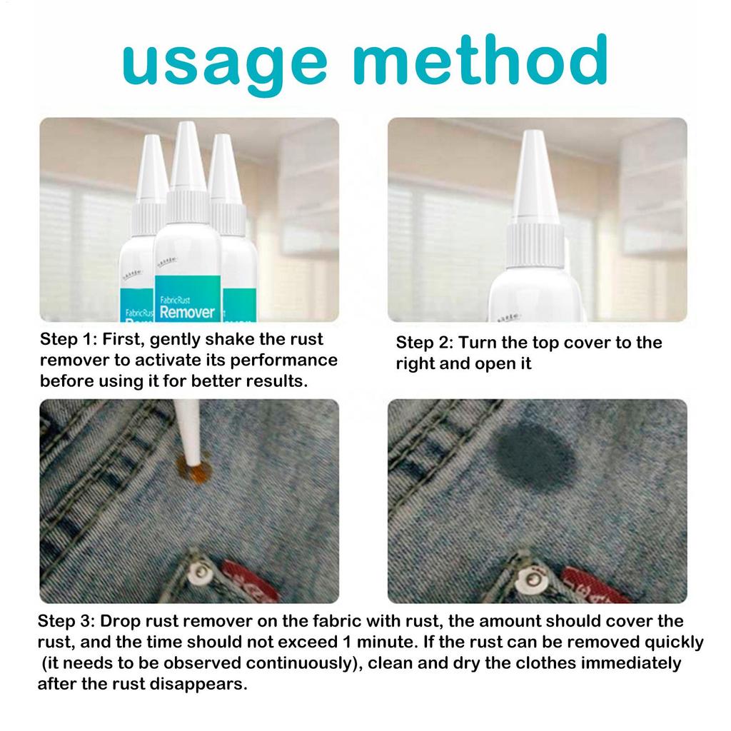 80ml Fabric Rust Cleaner Professional Multifunctional Stains Remover Cleaning Liquid Laundry Cleaner Solution Convenient Cloth
