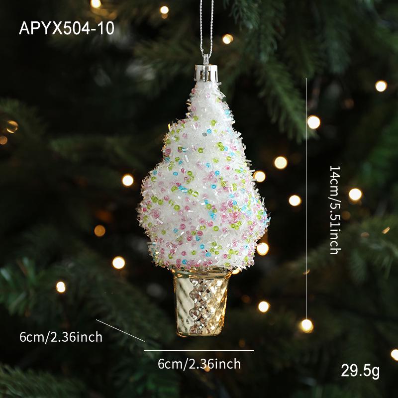 Gold Glitter Cartoon Ornament for Christmas Tree Decoration