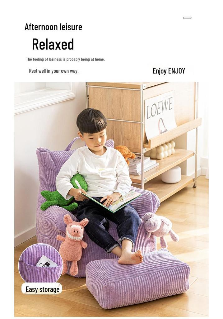 Corduroy Beanbag Sofa Chair for Kids - Fabric Tatami Balcony Seat