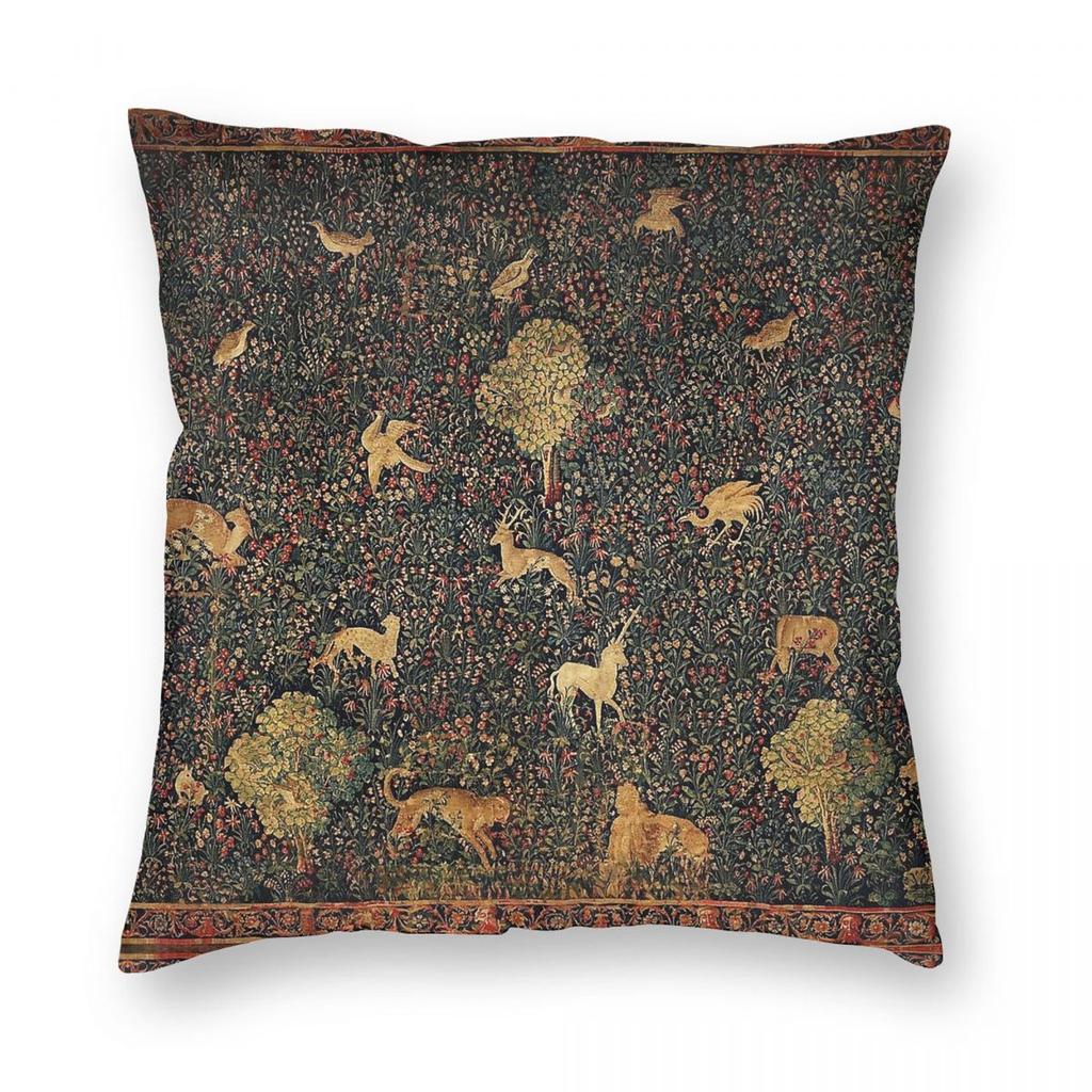 Unicorn And Medieval Bestiary Square Pillowcase Polyester Linen Velvet Pattern Decorative Throw Pillow Case Car Cushion Cover