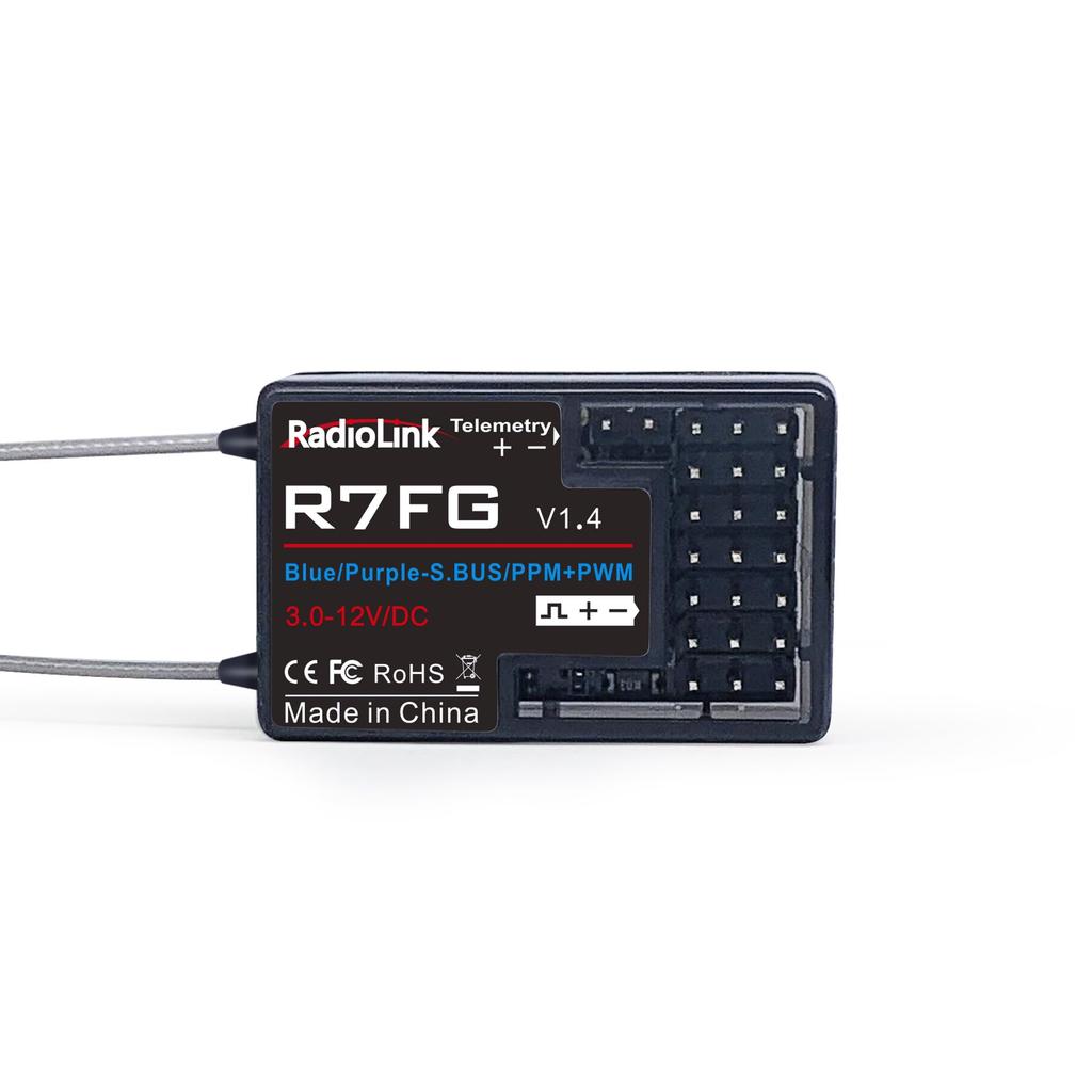 Radiolink R7FG Gyro Receiver, 7-Channel 2.4GHz RC Waterproof Receiver with Voltage Telemetry, 600M Long-Range Control, for RC Crawlers, Drift Cars,