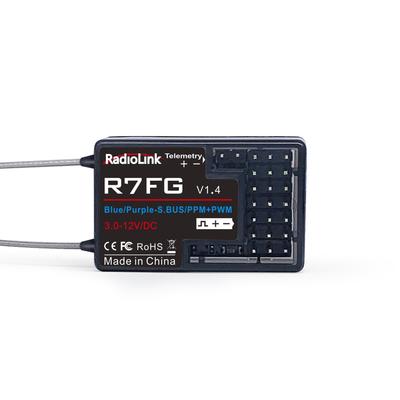 Radiolink R7FG Gyro Receiver, 7-Channel 2.4GHz RC Waterproof Receiver with Voltage Telemetry, 600M Long-Range Control, for RC Crawlers, Drift Cars,