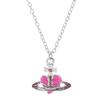 1 Pcs Classic Vintage Style Saturn Drop Color Paint Inlaid With Diamonds Ladies Fashion Necklace