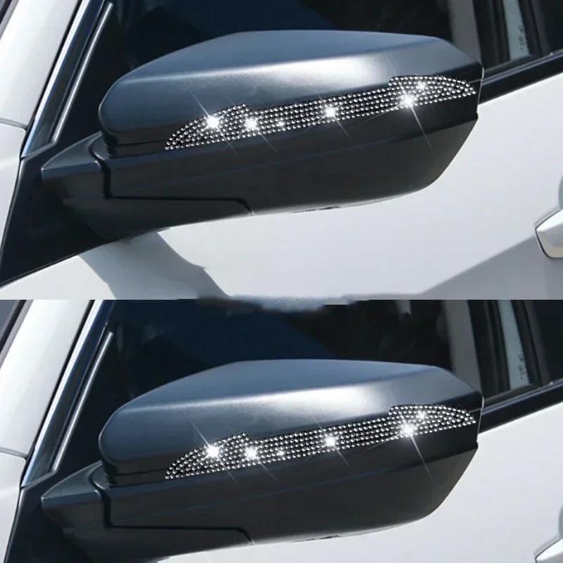 2/4PCS Diamond Car Rear View Mirror Sticker Universal Handle Car Rearview Mirror Door Edge Protector Bling Decoration Decals