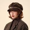 Temperament versatile octagonal hat women's autumn and winter fashion belt buckle newsboy hat retro suede painter hat