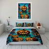 Geister Kürbis Halloween Szene Bettwäsche Bettbezug Set Bettbezug Kissenbezüge  (1*Bettbezug 2*Kissenbezüge, ohne Bettdecke)