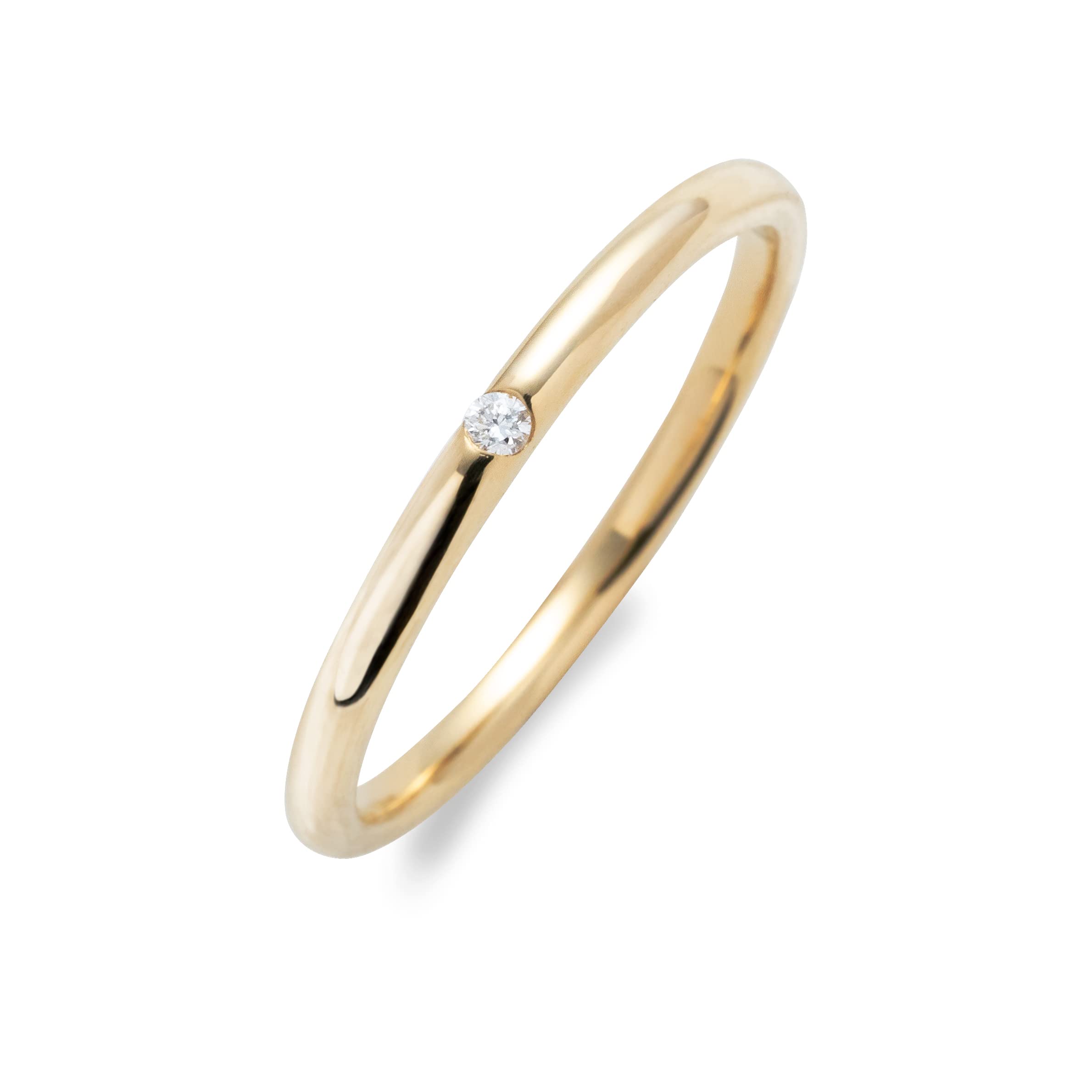 

LEGAN Yellow Gold Diamond Simple Ring Size 10 PT900 Natural Diamond Ring for Made in Japan Anniversary, Birthday, Women, Slim,