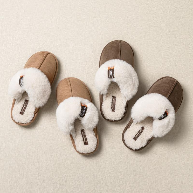 Suede Cotton Slippers Autumn and Winter 2025 New Warm Plush Indoor Home Thick Bottom Outer Wear Fluff Mop
