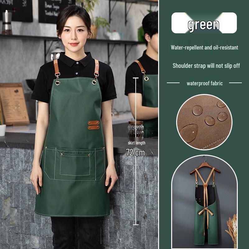 Winter 2026 Stylish Waterproof & Oil-Proof PU Leather Catering Apron with Logo for Work