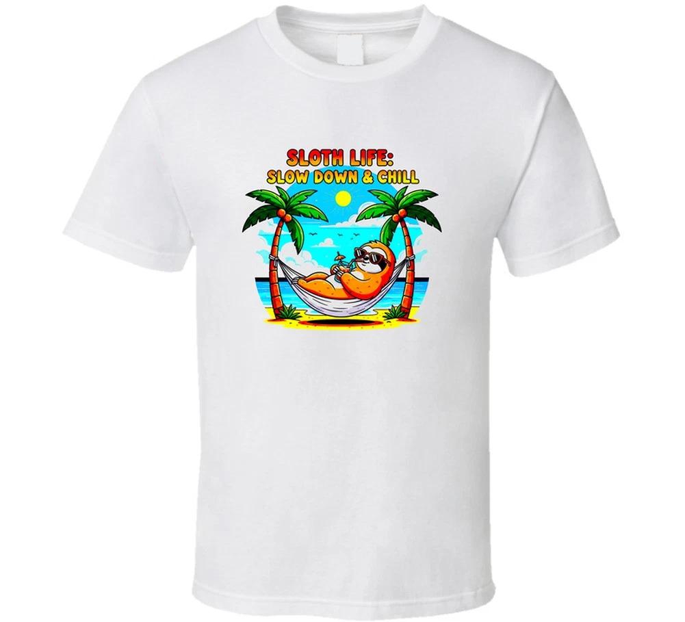 Sloth Life Slow Down And Chill Beach Life Funny Gift Viral Trending T Shirt S