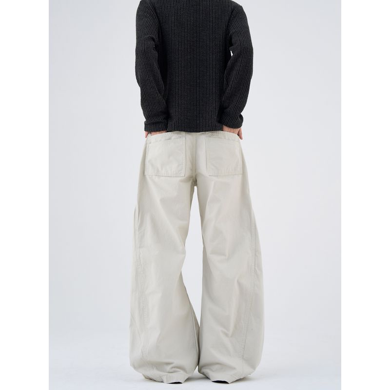 Kisko American Retro Three-Dimensional Deconstructed Design Work Pants Unisex Trendy Loose Straight Casual Scimitar Pants