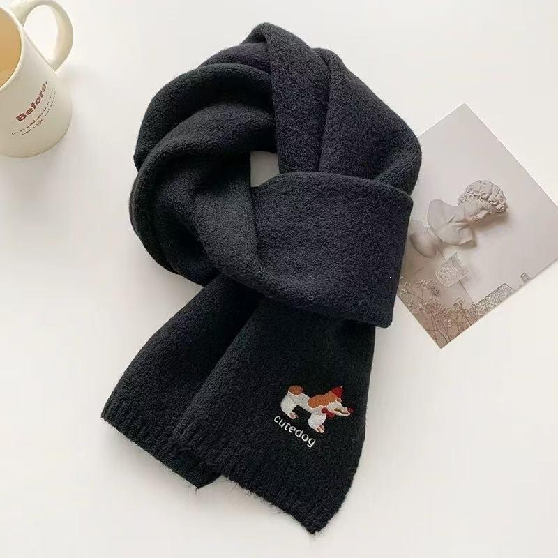 Knitted scarf winter thickened warm versatile wool cute kitten Japanese imitation skin-friendly knitted scarf