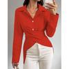 Women's Autumn Simple Fashion Versatile Waisted Solid Colour Shirt