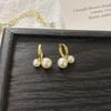Amber Coffee French Retro Luxury Earrings - Women's Elegant Studs with Niche Design