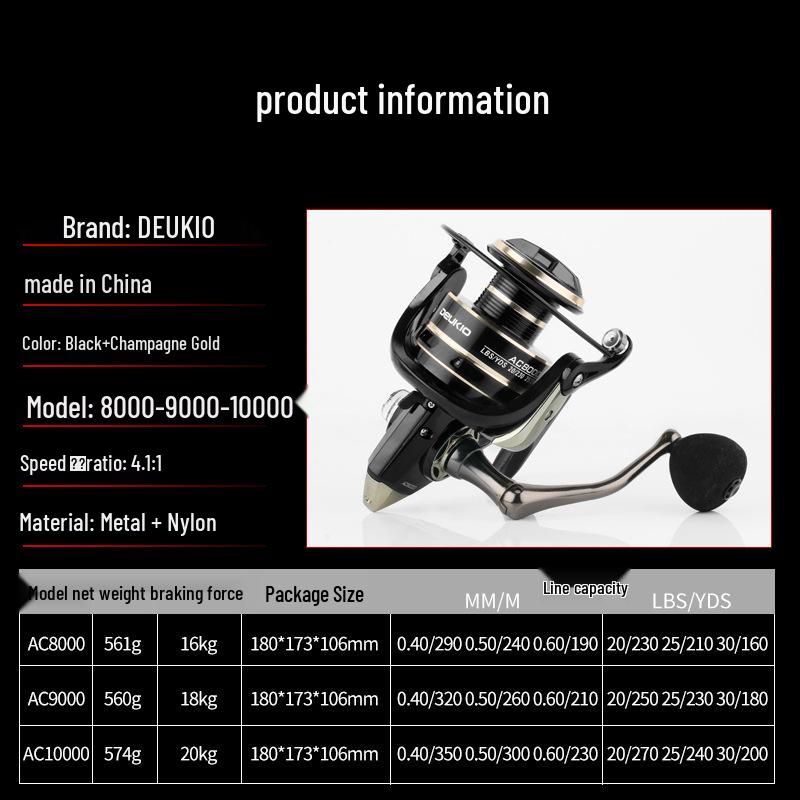 Dequ Sea Rod Spinning Fishing Reel with All-Metal Spool