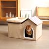 2-in-1 Cat House with Removable Bed - Large All-Season Warm Pet Villa for Indoor & Outdoor Use, Cozy Durable Cat Furniture