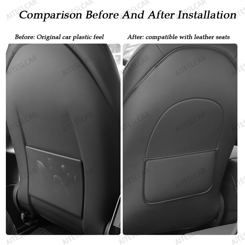 Car Seatback Protector for Tesla Model Y Model 3 Seat Back Protective Child Anti-Kick Mats Black Leather Interior Accessories