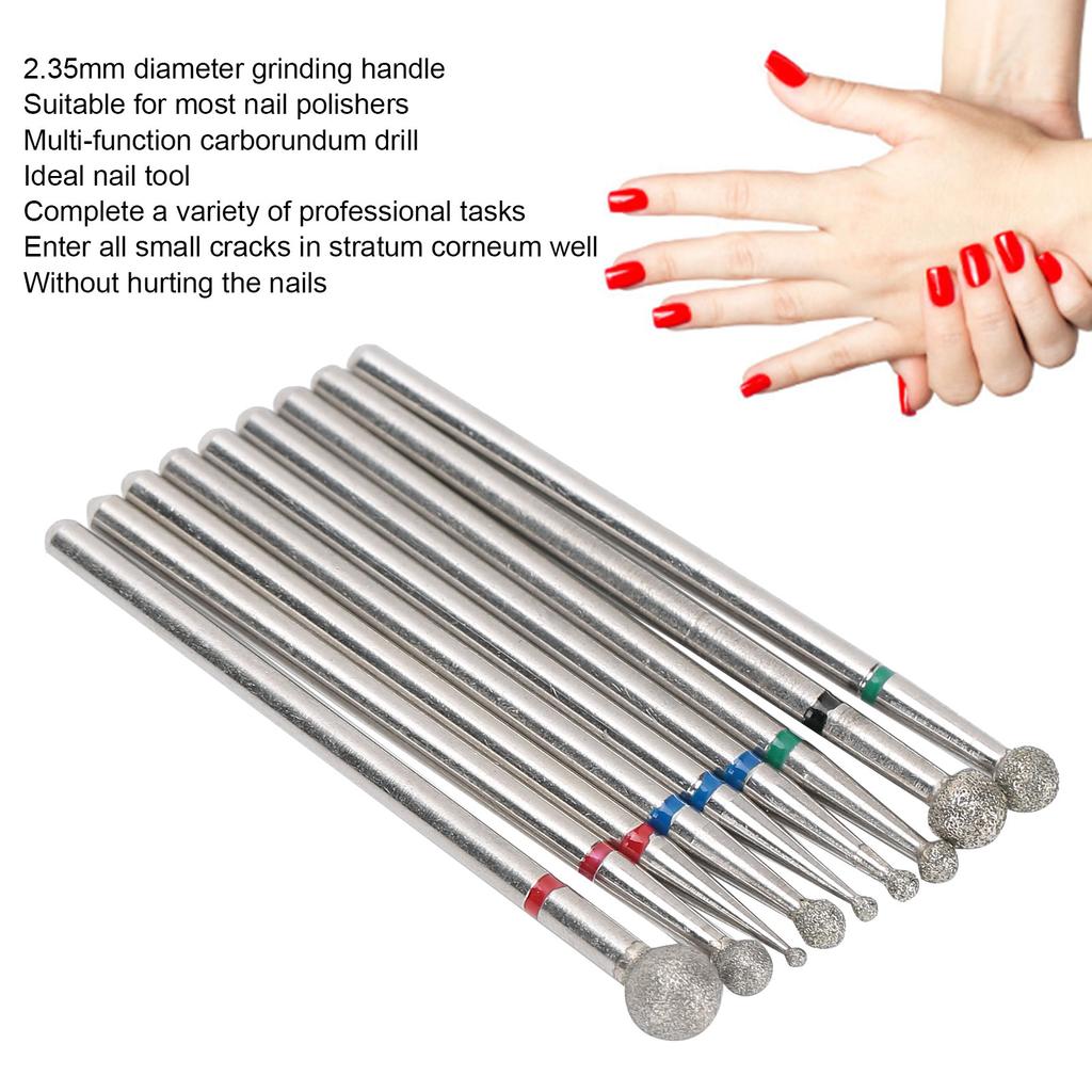 9pcs Nail Drill Bits Emery Nail Polishing Grinding Sanding Head Manicure Milling Cutter Bit