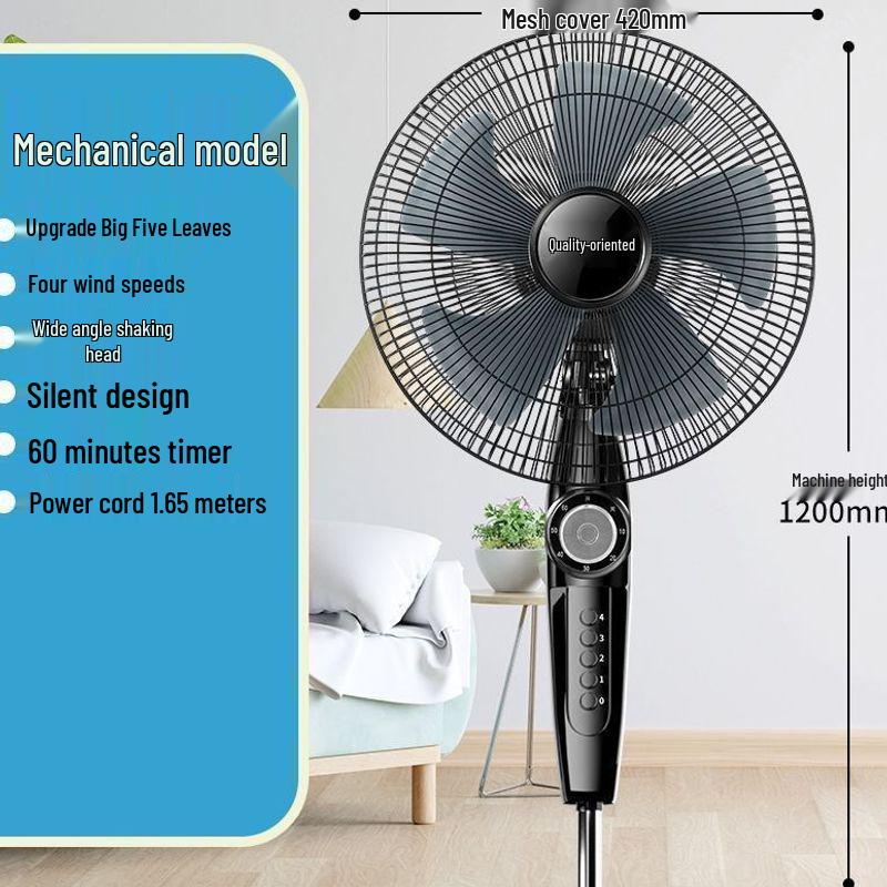 Ventilatore Elettrico Silenzioso a Risparmio Energetico: Ventilatore da Pavimento/Scrivania Oscillante Radiocomandato con Timer Meccanico, Design Verticale e Grande Flusso d'Aria